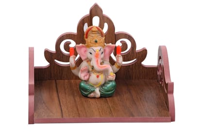 DYNAMIC INTERIOR Wooden Wall Hanging Small Temple for Home and Office | Attractive Design Small Temple | Pooja Mandir (Brown)