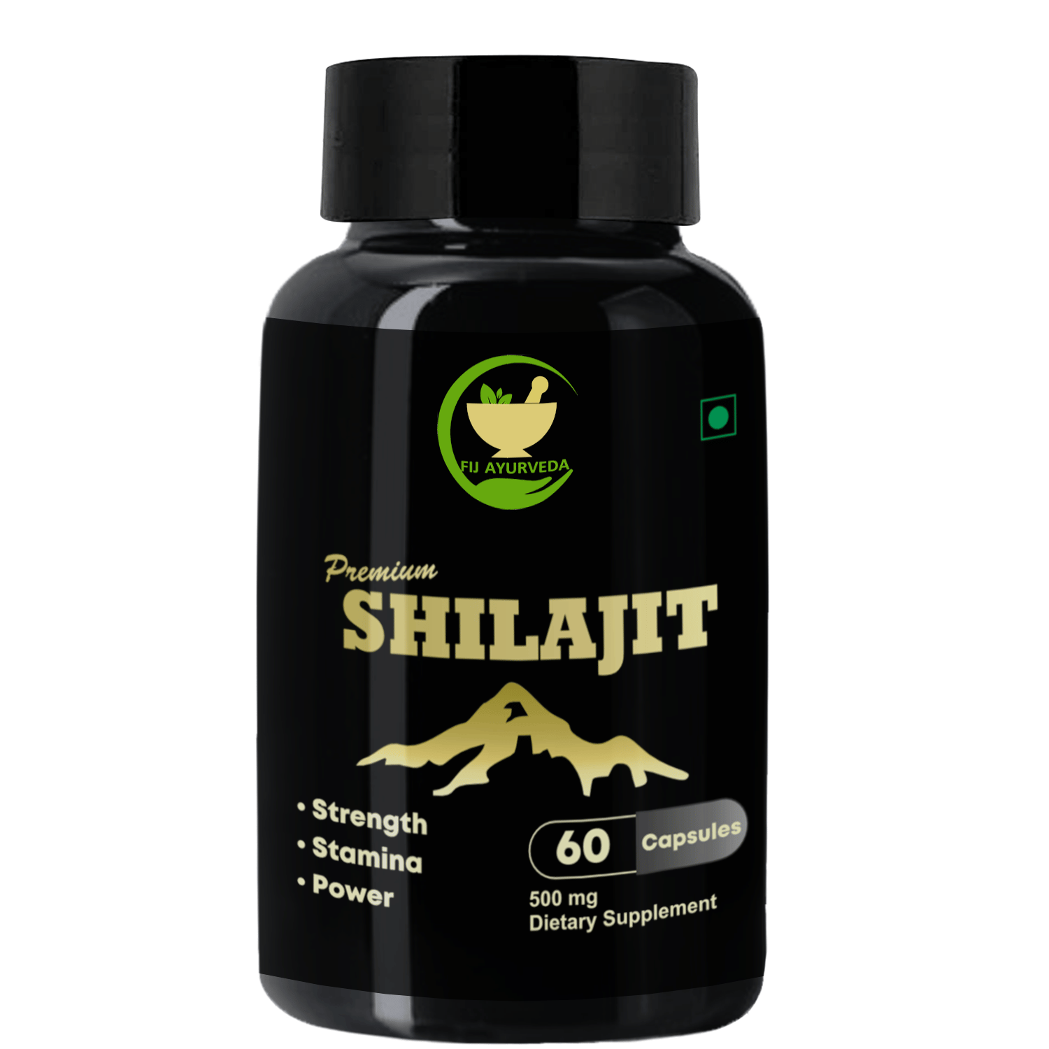 FIJ AYURVEDA Premium Shilajit/Shilajeet Extract Capsule for Strength, Stamina and Power- 500mg 60 Capsules (Pack of 1)