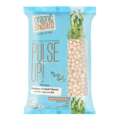 Organic Shastra Unpolished Kabuli Chana, Cholle, White Chickpeas, Safed Chana- 1 KG