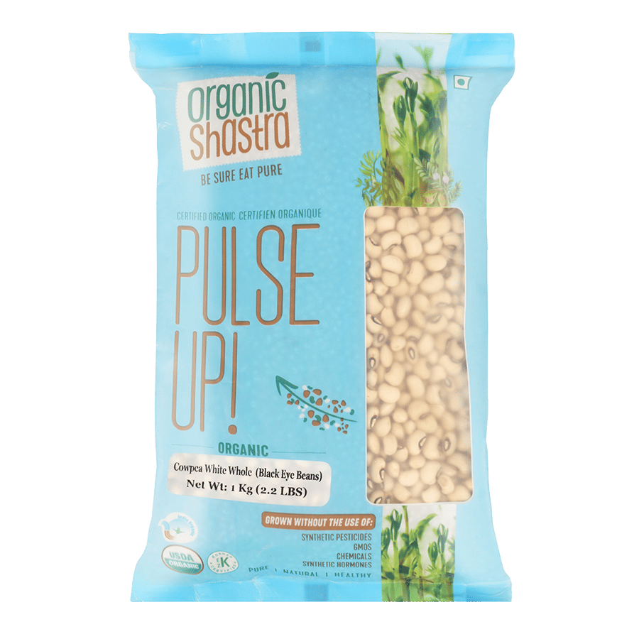 Organic Shastra White Lobia/ White Kidney Beans, Cowpea White Whole - 1KG