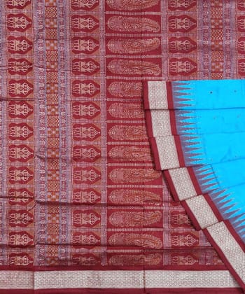 Copper Sulphate Handwoven Bomkei Silk Saree