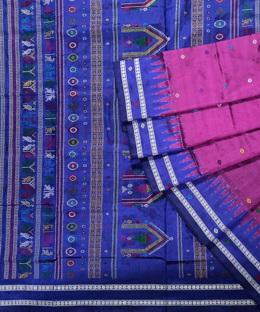 Purple Blue Handwoven Dolabedi Silk Saree