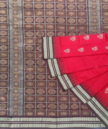 Red Black Handwoven Dolabedi Silk Saree