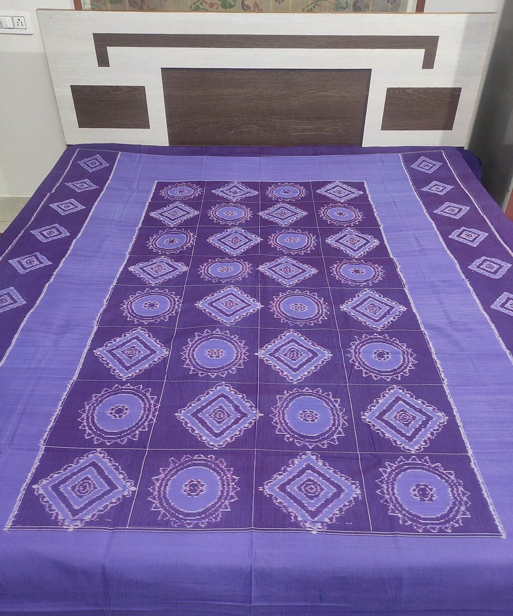 Purple Sambalpuri Handwoven Cotton Double Bed Sheet