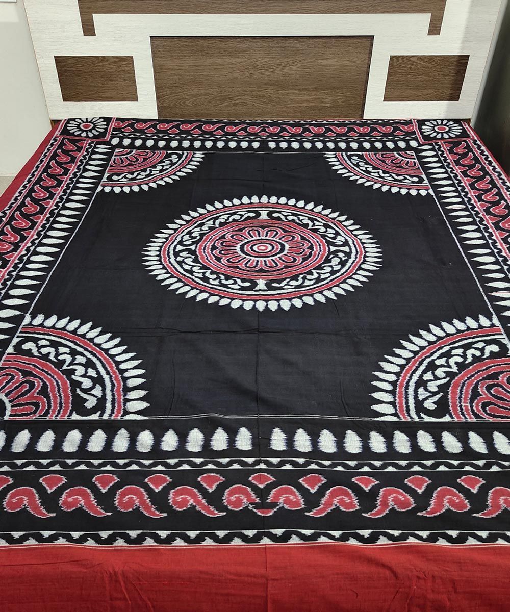 Black Sambalpuri Handwoven Cotton Double Bed Sheet