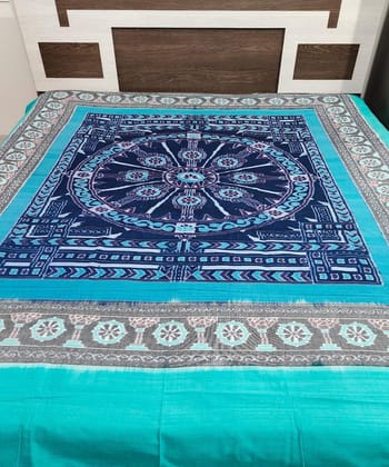 Blue Sambalpuri Handwoven Cotton Double Bed Sheet