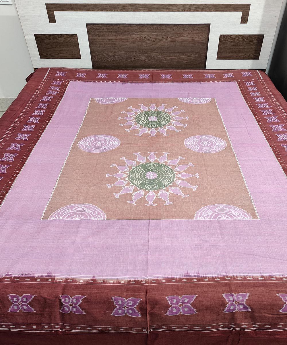 Lavender Sambalpuri Handwoven Cotton Double Bed Sheet