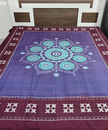 Purple Sambalpuri Handwoven Cotton Double Bed Sheet