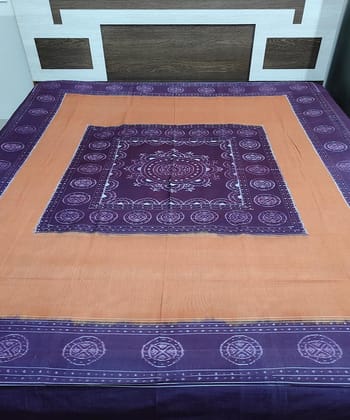 Purple Sambalpuri Handwoven Cotton Double Bed Sheet