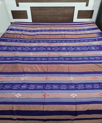 Brown Sambalpuri Handwoven Cotton Double Bed Sheet