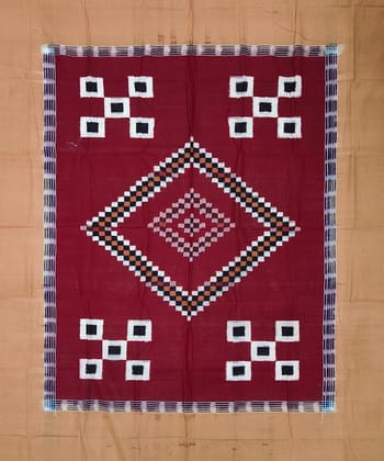 Maroon Sambalpuri Handwoven Cotton Single Bed Sheet