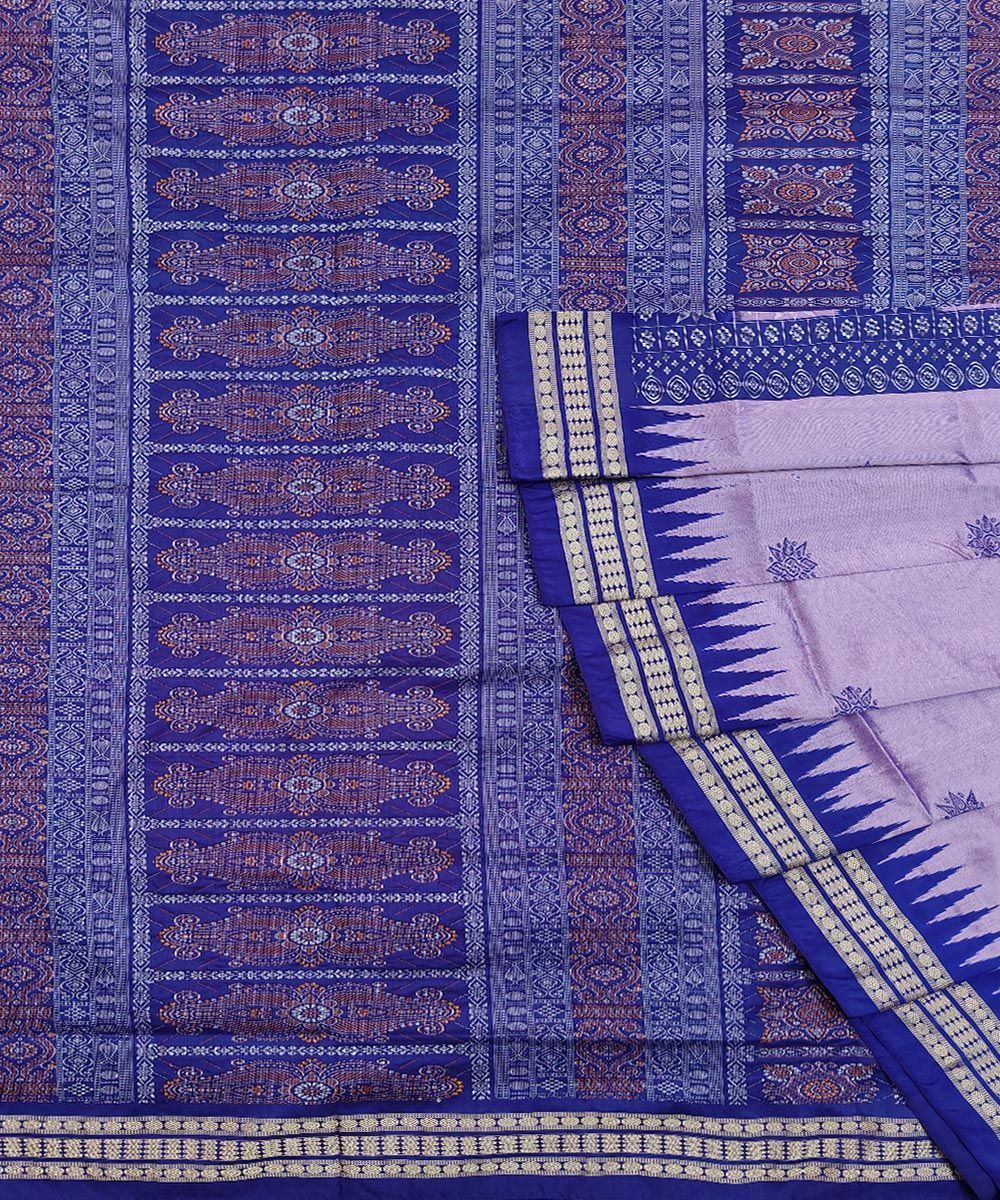 Lavender Blue Handwoven Bomkei Mixi Silk Saree