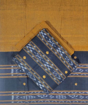 Black Yellow Nuapatna Handwoven Single Ikat Suit Set