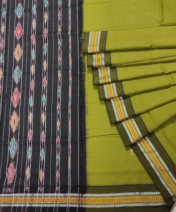 Olive Green Nuapatna Handwoven Cotton Saree