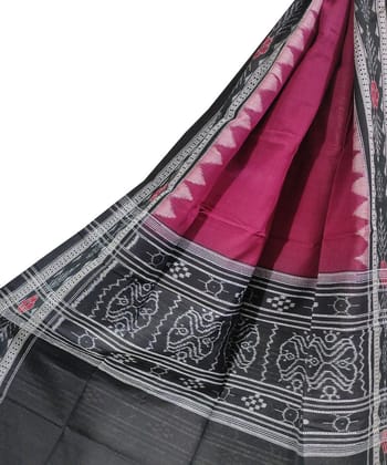 Purple Black�Sambalpuri Handwoven Single Ikat Cotton Dupatta