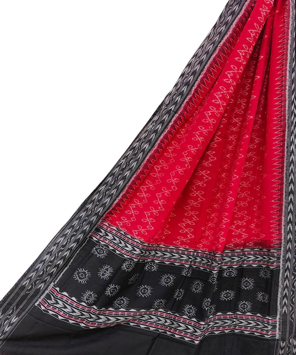 Maroon Black�Sambalpuri Handwoven Single Ikat Cotton Dupatta