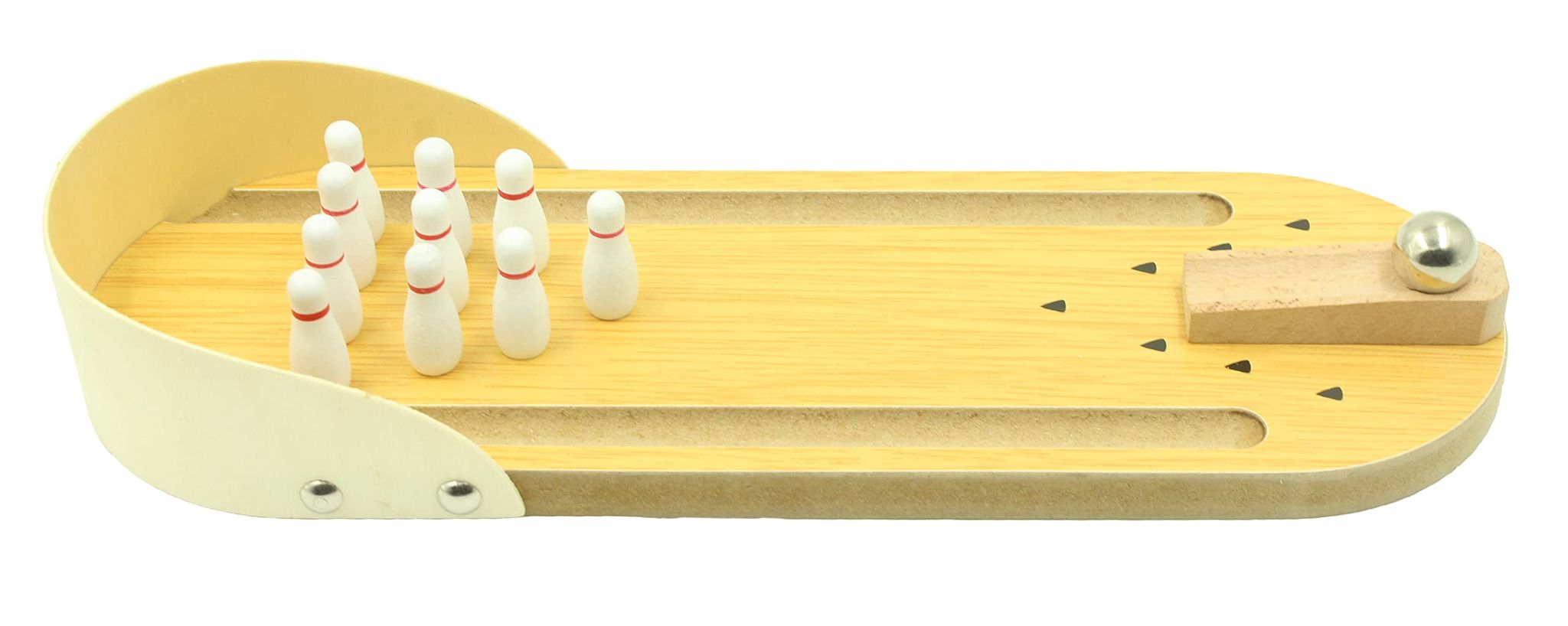 Humaira Wooden Mini Tabletop Bowling Game Desktop Game Toy Set with 10 Bowling Pins, 1 Metal Bowling Ball for Kids