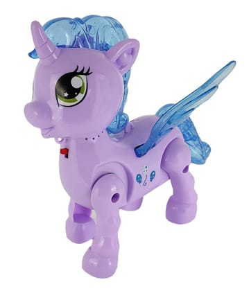 Humaira Electronic Unicorn Battery Operated with Flashing Light, Music and Sling Suspension Toy for Kids, Girls