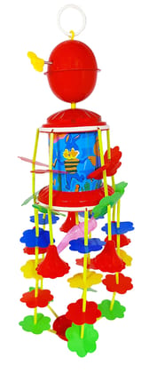 Humaira Plastic Jhoomer Musical Merry Go Round Hanging Toy, Key Operated with Soothing Music for Baby Toddlers, Multicolor