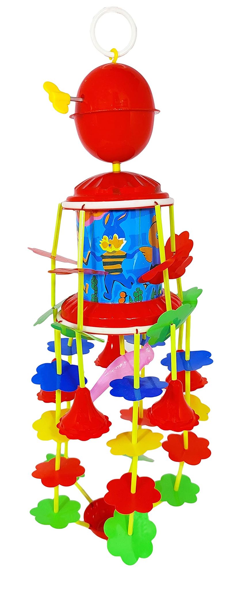 Humaira Plastic Jhoomer Musical Merry Go Round Hanging Toy, Key Operated with Soothing Music for Baby Toddlers, Multicolor