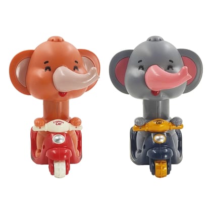 Humaira Elephant Pressure Ride Press and Go Friction Scooter Toy for Kids (Pack of 2)