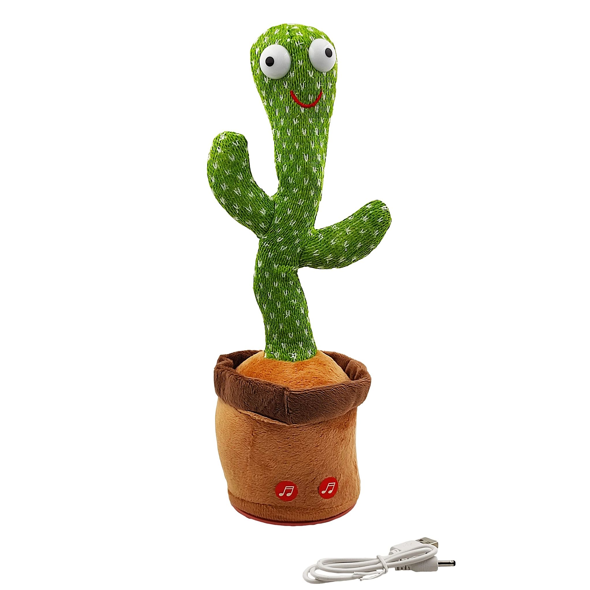 Humaira Dancing Cactus Talking Plush Funny Toy, Singing, Wriggle, Mimicking Voice Repeat, LED Lights, Rechargeable Toy for Kids, Toddlers