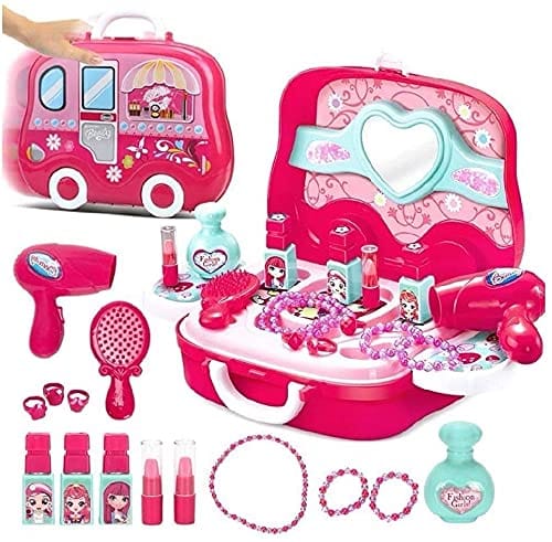 Humaira Fashion You Beauty Make up Pretend Play Set Toy Carry Along Briefcase Cosmetic and Makeup Accessories for Girls Kids