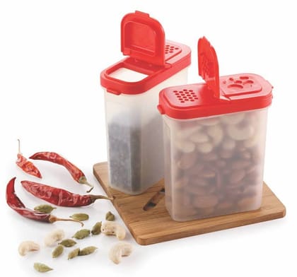 Humaira Plastic Spice Container Kitchen Storage Unbreakable Air Tight 300 ml, 2 Pcs Set