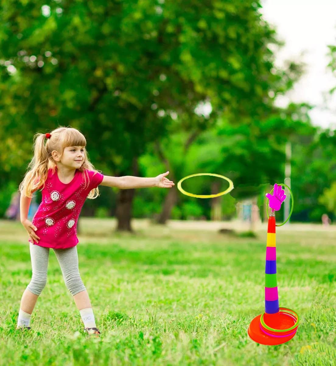 Humaira Plastic Ring Toss Quoits Hoopla Throw Game for Kids 3 Years and up, Multicolor