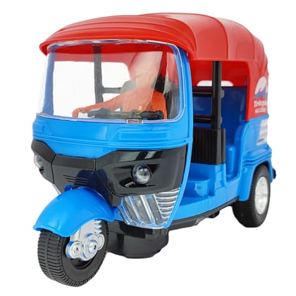 Humaira Plastic Auto Rickshaw Battery Operated Bump and Go, Musical and 3D Lights for Kids