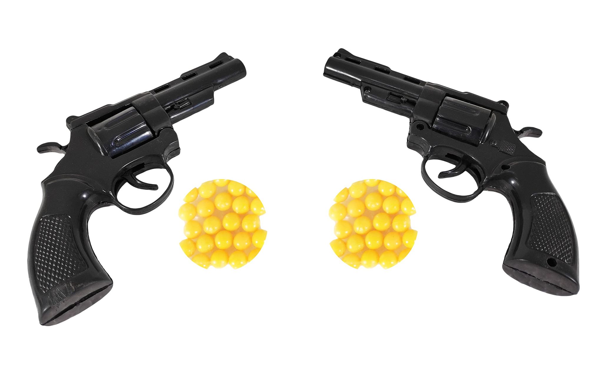 Humaira Mini Revolver Toy Gun Pistol with 8 Round Barell and 6 Mm Plastic Bb Bullets for Kids Boys - (Black) Pack of 2 - Bullets 48 Pieces