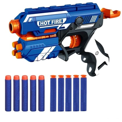 Humaira Blaze Storm Foam Blaster Gun Toy, Safe and Long Range Gun with 10 Pcs Soft Bullets for Kids Boys