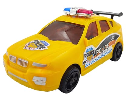 Humaira Plastic Police Electric Car Battery Operated Bump and Go, Musical and 3D Lights for Kids