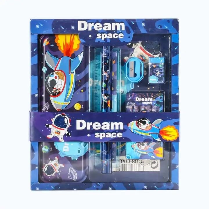 Stationary Kit Set for School Kids,Girls/Boys Birthday Gift - Pencil Pen Book Eraser Sharpener (Space)