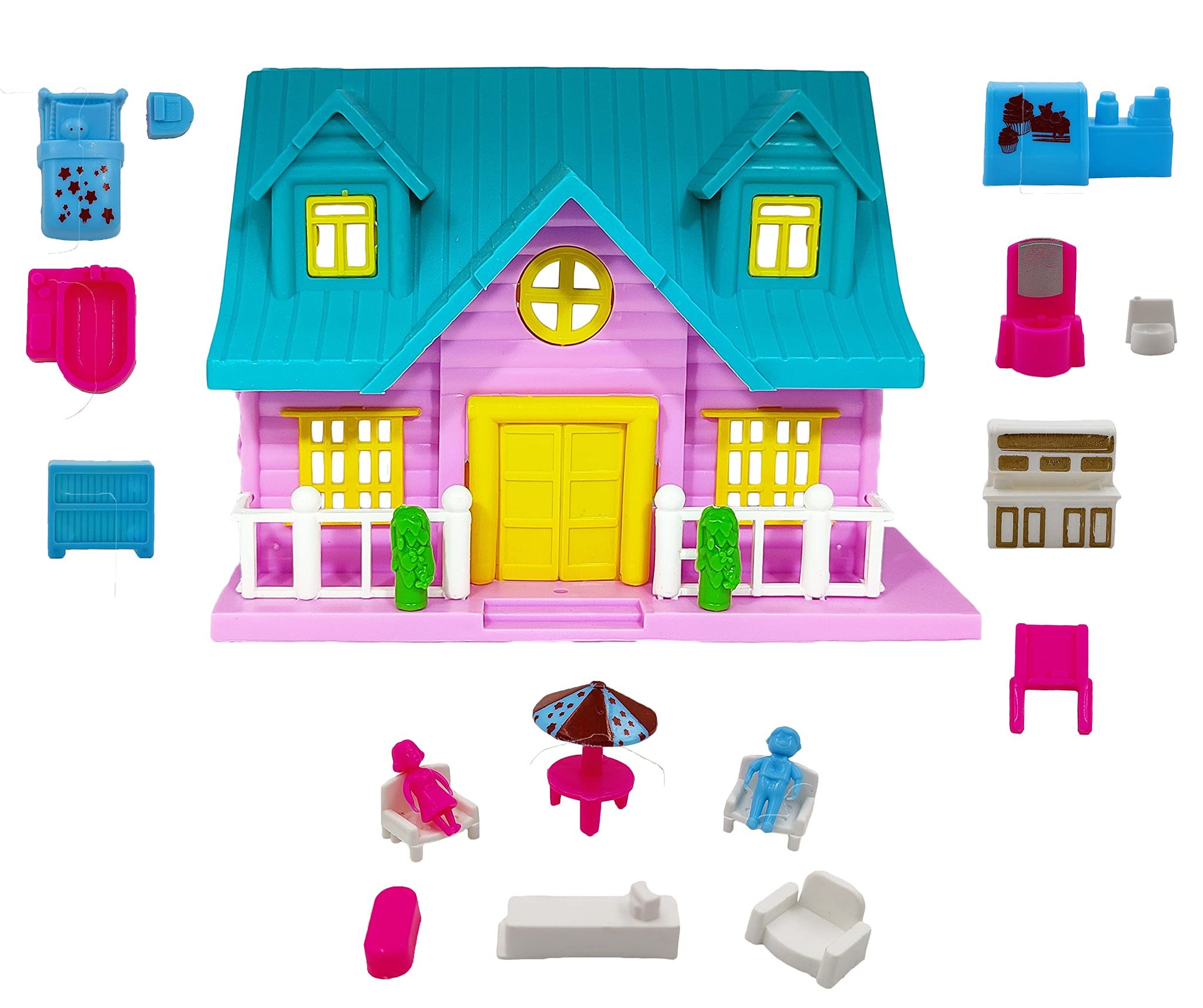 Humaira Plastic Funny Doll House Play Set for Girls Kids, Openable Door with Furniture Fixtures and Accessories