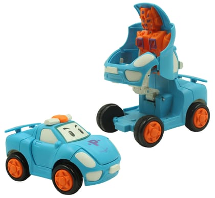 Humaira Mini Transforming Converting Car to Robot Friction Powered Push and Go Bump and Transformation Toy for Kids