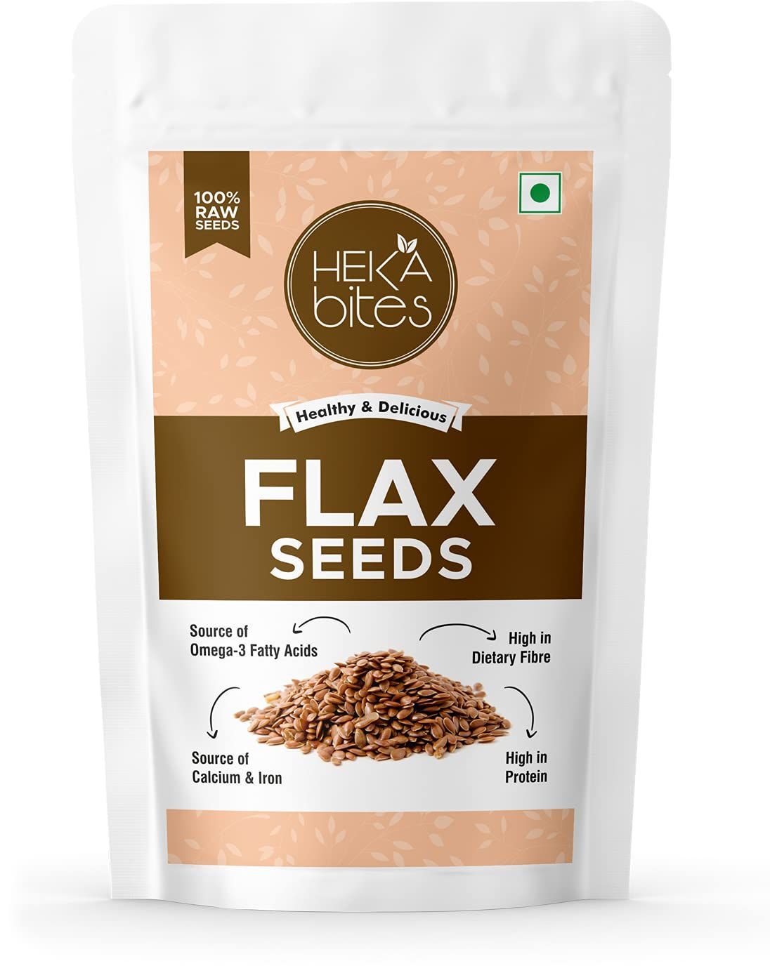 Heka Bites Raw Flax Seeds, 250g | 100% Raw Seeds| Source of Omega 3 Fatty Acids, Calcium and Iron| Rich in Dietary Fibre and Protein| Antioxidants| Super Seeds| Diet Snacks