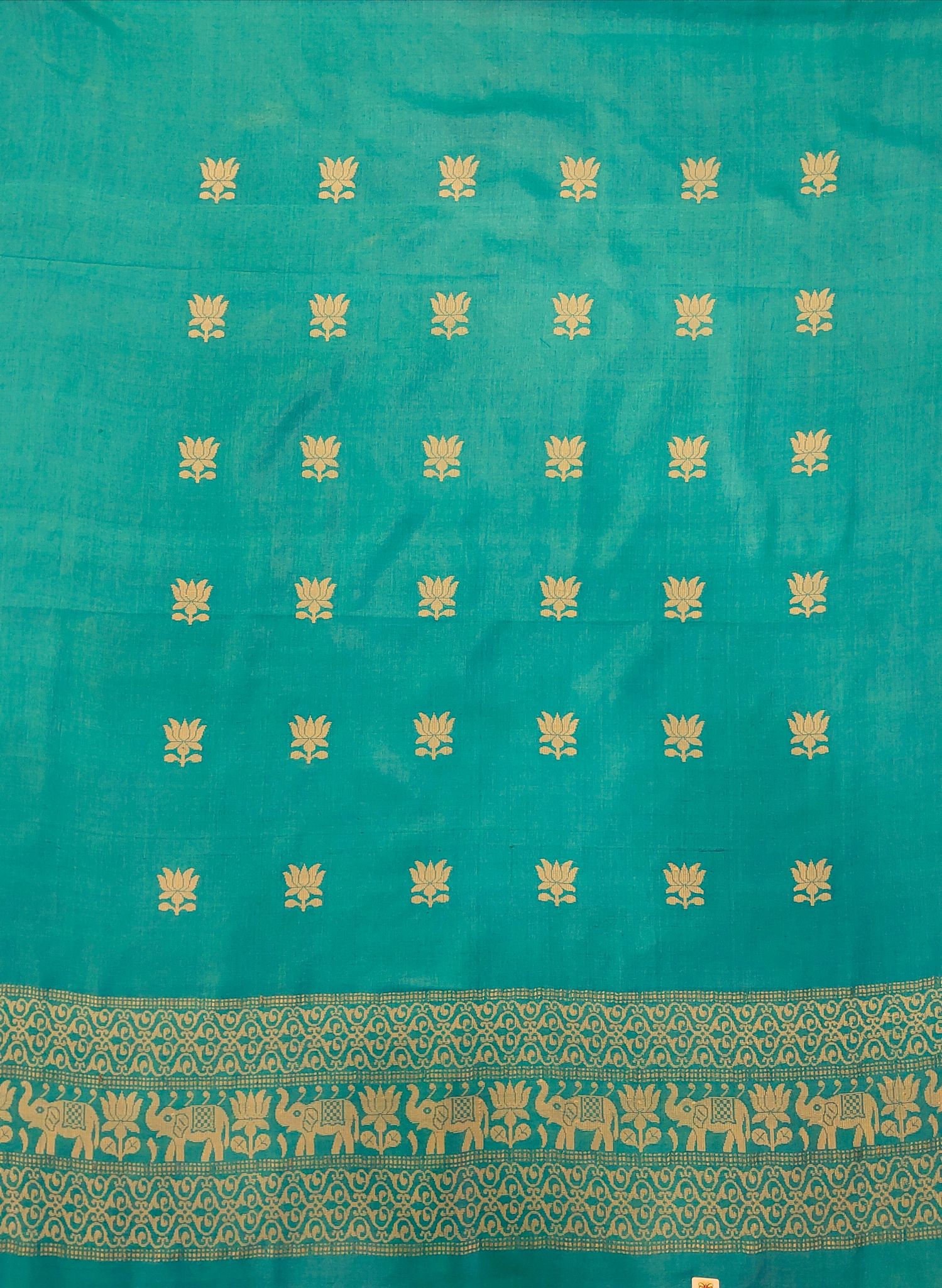 Handloom  Silk Salwar Suit  And Dupatta Set with elephant lotus buta