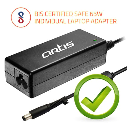 Artis AR505 65W HP Laptop Charger/ Adaptor: Big Pin HP (7.4x5.0mm), BIS Certified & Safe