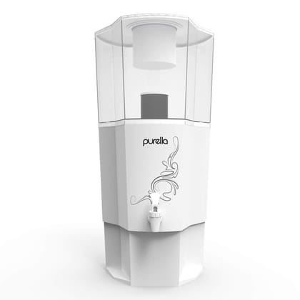 Purella Gravity Water Purifier | UF Based Technology | With 3 Stage Filtration Process | Non-Electric & Chemical Free | Countertop | 20 Litre Storage | White | Suitable for Municipal Water