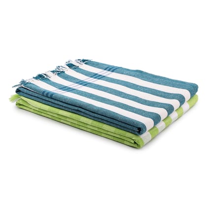 SME Handloom Cotton Bath Towels 250 GSM Durable, Comfort Bath Towel for Men and Women Towels for Bath Large Size Combo Pack of 2 (Green)