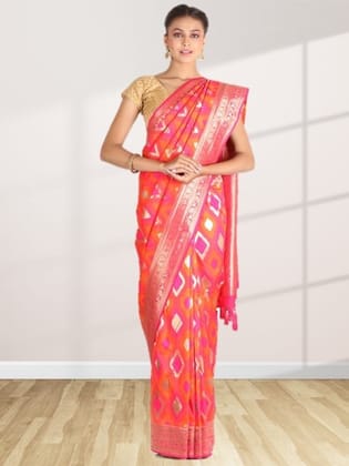 Pink Taffeta Silk Saree