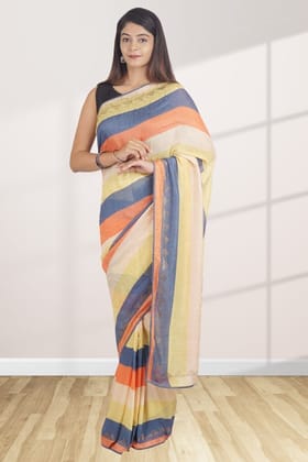 Multicolored Italian Crepe Saree