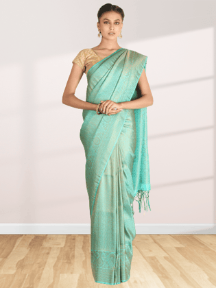 Sea Green Khadi Silk Saree