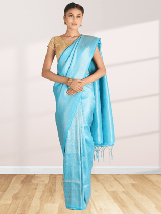 Sky Blue Khadi Silk Saree