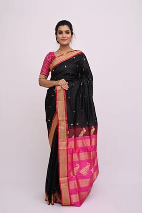 Alluring Black Pure Paithani Saree