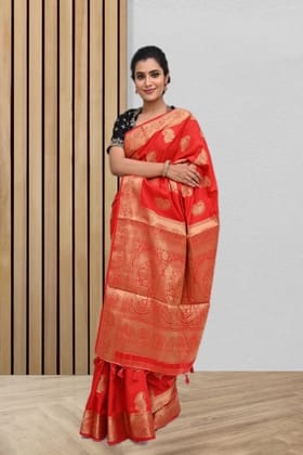 Red Semi Silk Saree With Modish Design