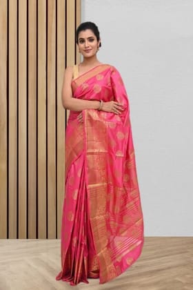 Pink Semi Silk Saree With Modish Design