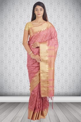 Lilac Linen Saree With Embellished Design