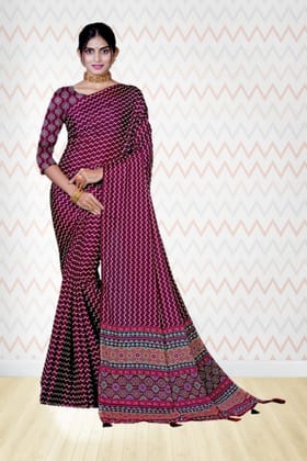 Maroon Bagh Print Cotton Silk Saree